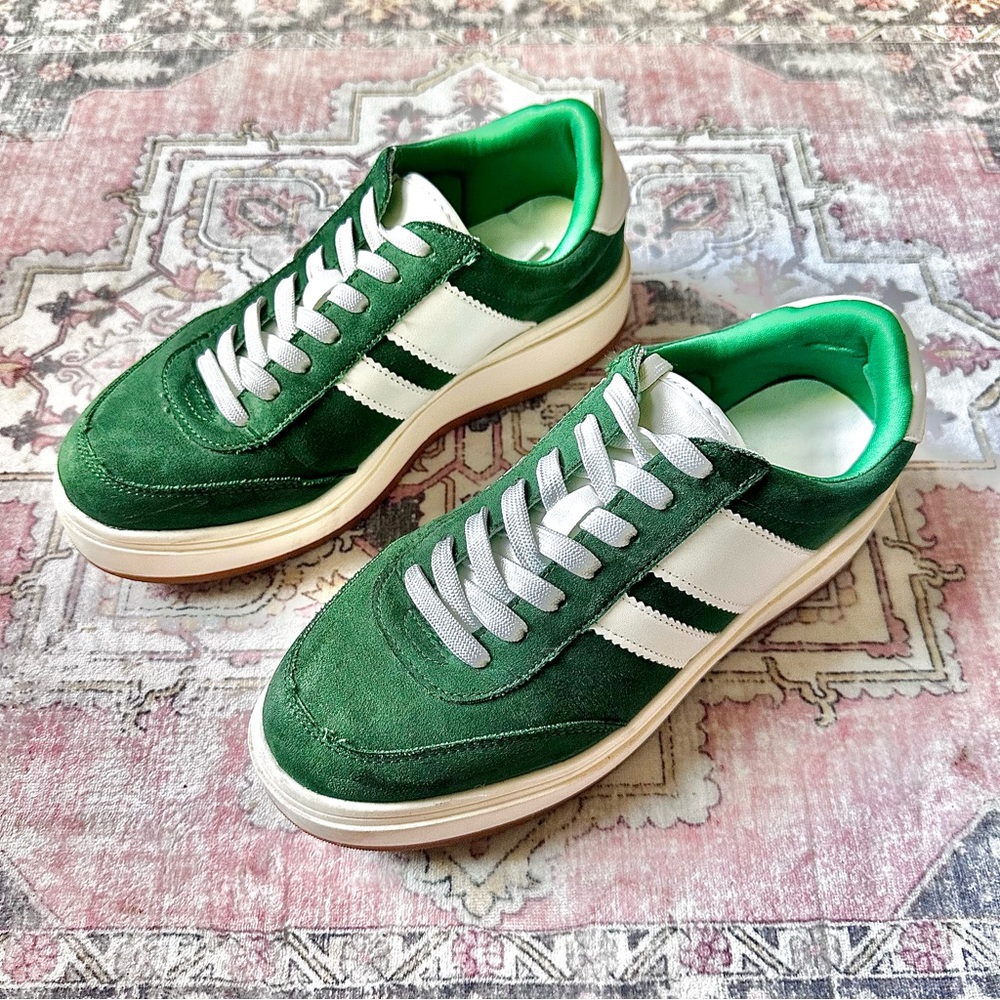 Madden Girl Navida Green Multi Suede Flatform Sneakers